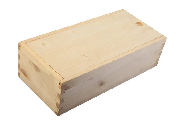 Drewniane pudełko na bg białym tle ZAMKNIĘTA — Zdjęcie stockowe