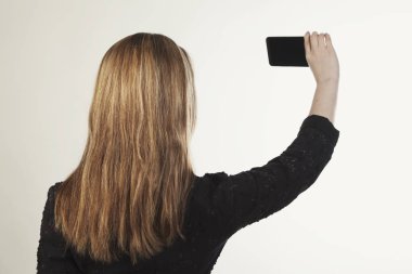 kadın izole iş selfie geri görüntülemek