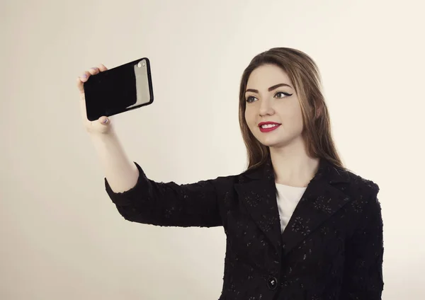 Donna business isolato selfie foto dal cellulare — Foto Stock