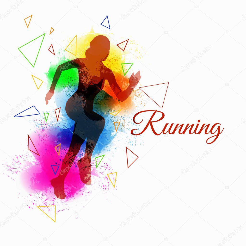 sport silhouette running splash water color vector eps 10