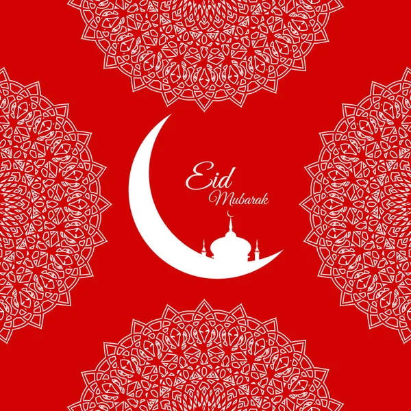 Eid mubarak kártya piros design vektor eps 10 — Stock Vector