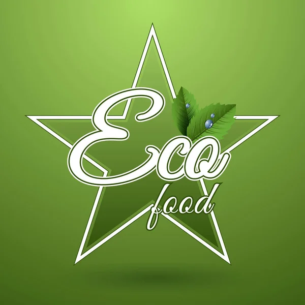 Eco food fresh  natural star badge  vector eps 10 design — Stock Vector