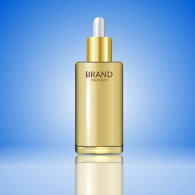 Altın şişe kozmetik eps 10 vektör alay