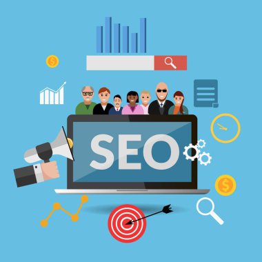 SEO kavramı afiş tasarım eps 10 vektör