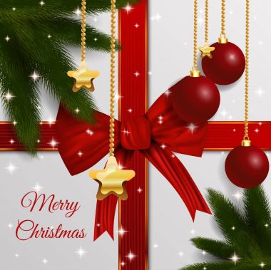 Noel güzel kırmızı yay şerit arka plan dekoratif el ile
