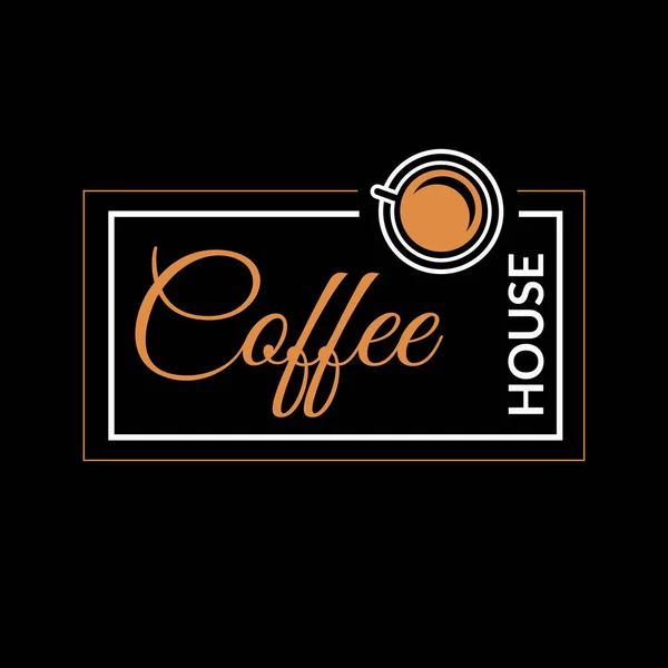 Kaffeetasse abzeichen logo orange schwarz bg vector eps 10 — Stockvektor