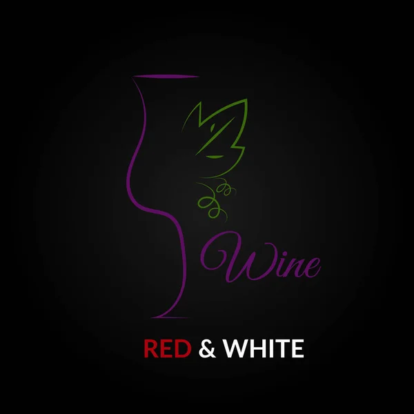 Logo verre à vin design sur fond noir eps 10 — Image vectorielle