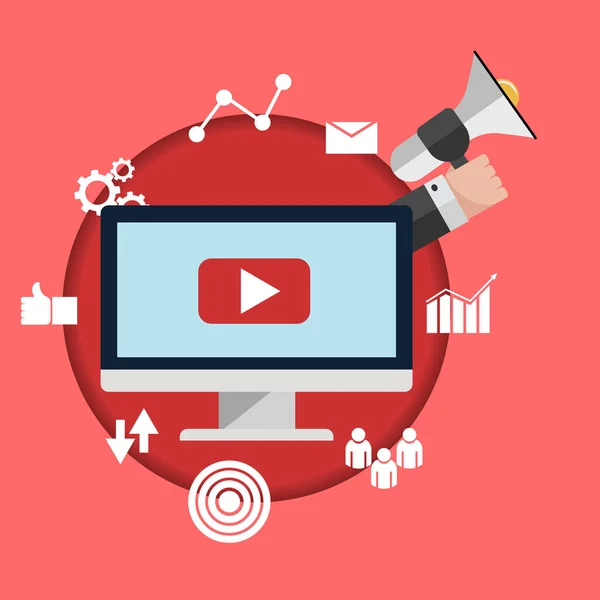 Video Marketing Flat Concept Design Vektor eps 10 Abbildung — Stockvektor