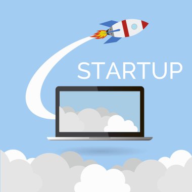 Kavram roket tasarım vektör eps 10 kadar başlatmak