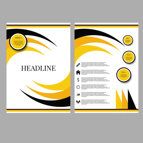 Brochura A4 amarelo conceito preto vetor de design eps 10 — Vetor de Stock