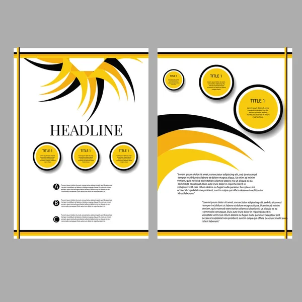 Folheto A4 amarelo preto design vetor eps 10 — Vetor de Stock