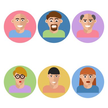 Düz simgeler kümesi tasarım eps 10 vektör için yüz