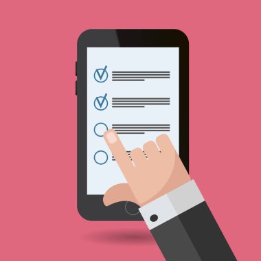 Online anket, denetim listesi düz tasarım eps 10 vektör