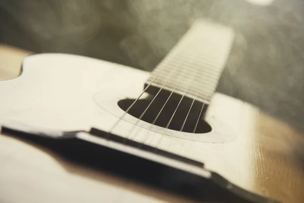 Smoke fog guitar close up photo shot — Stock Photo, Image