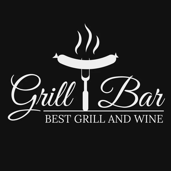 Grill bar logo ontwerp op donkere achtergrond EPS-10 vector illustrat — Stockvector