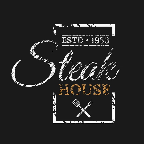 Steak house logo design auf dunklem hintergrund eps 10 vector illustr — Stockvektor