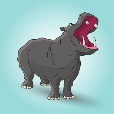 kızgın su aygırı karikatür karakter eps 10 vektör