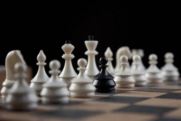Šachové Figurky Šachovnici Šachová Fotka Tmavý — Stock fotografie