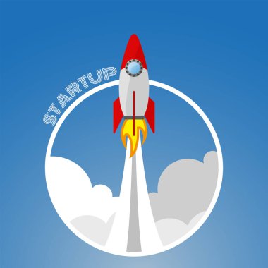 Roket fırlatma vektör illüstrasyon başlangıç iş konsepti 10 eps
