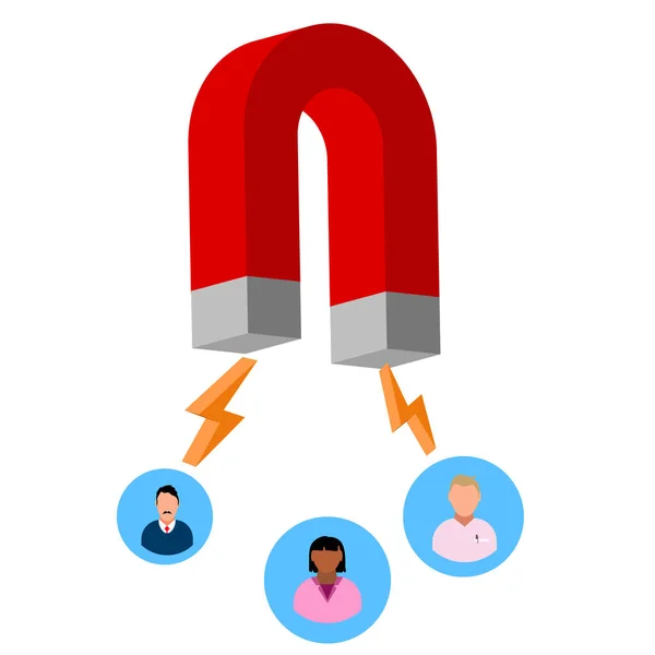 Mıknatıs Simgesi Tasarım Vektörü Illüstrasyonu Ile Çekici Müşteri Sayısı Yükseldi — Stok Vektör