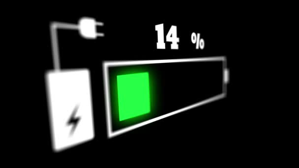 Indicateur Batterie Électrique Montrant Une Charge Batterie Croissante Remplit Jusqu — Video