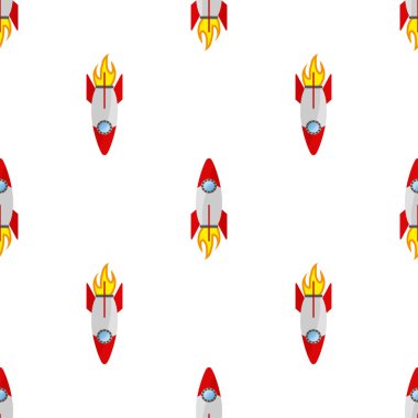 Beyaz düz dekoratif vektör üzerindeki roket desenli bg 10