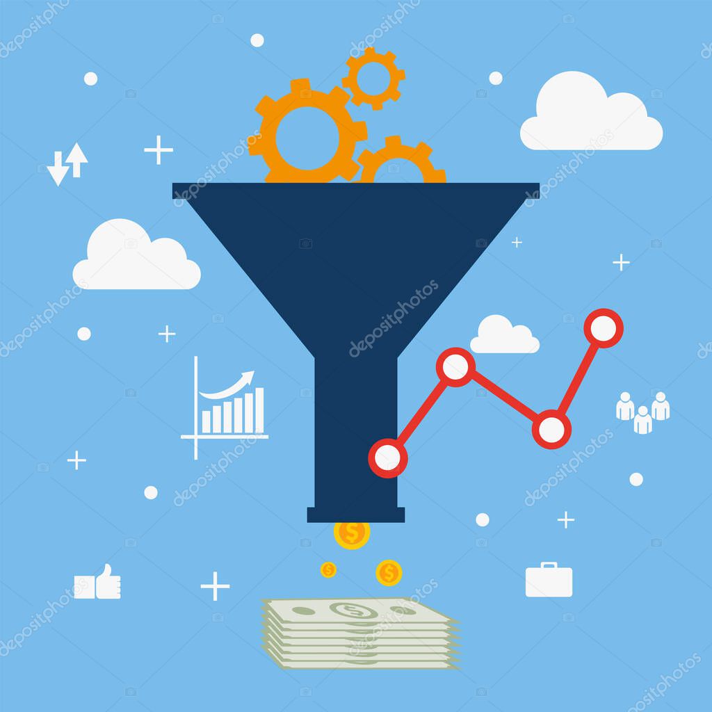 Sales funnel optimization web design vector eps 10