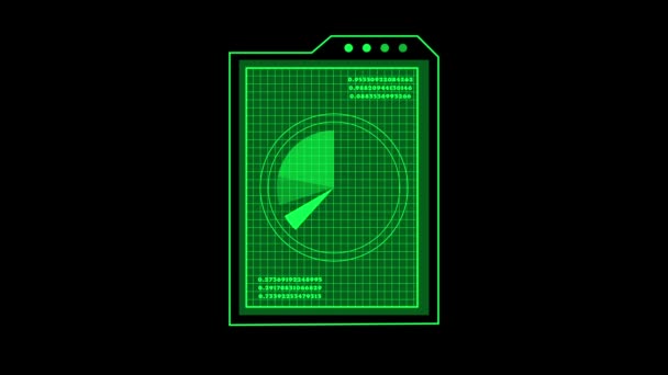 Футуристическая Загрузка Зеленого Элемента Hud Ожидании Экрана Зацикленные Части Графика — стоковое видео