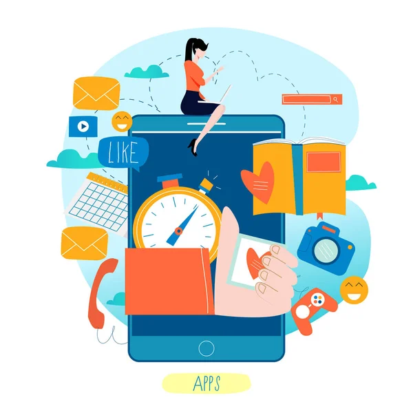 Mobiele Applicatie Ontwikkeling Proces Platte Vectorillustratie Software Api Prototyping Testen — Stockvector