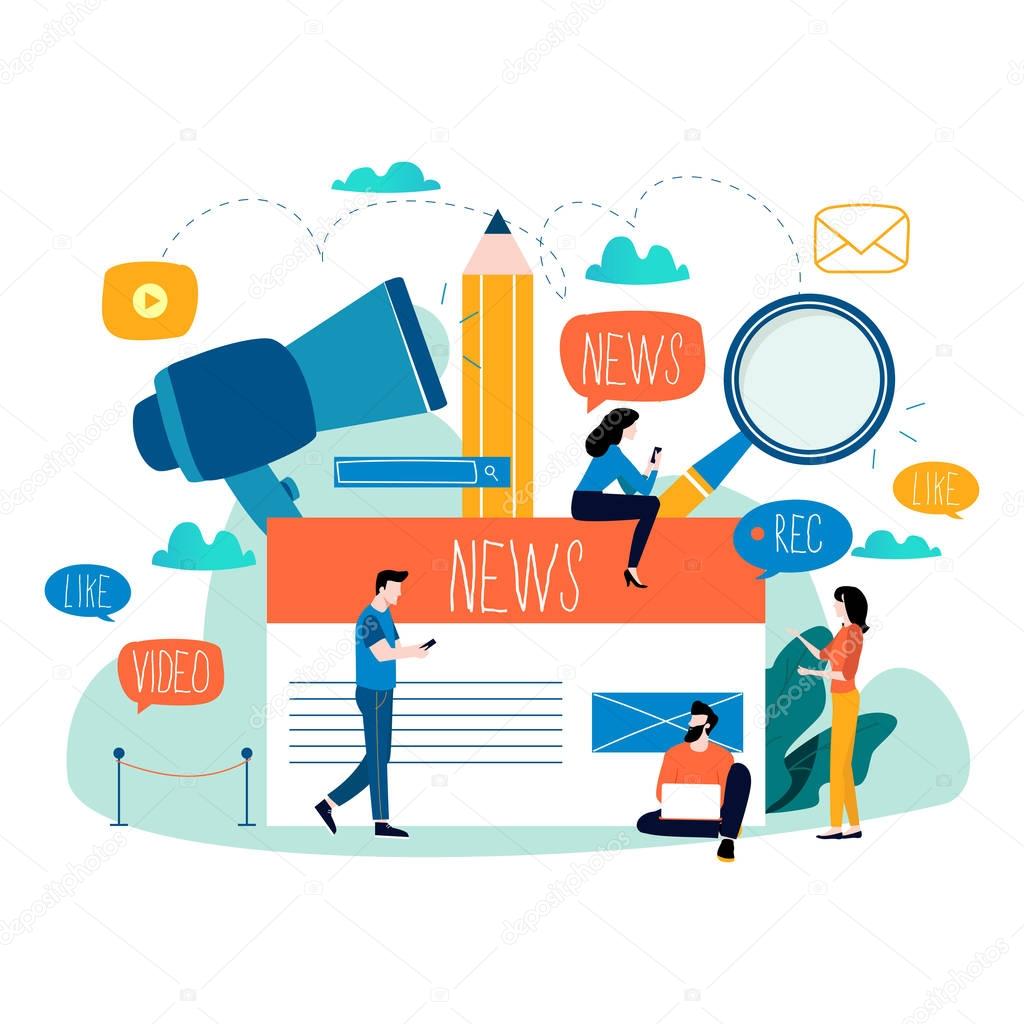 News update, online news, newspaper, news website flat vector illustration. News webpage, information about events, activities, company information and announcements