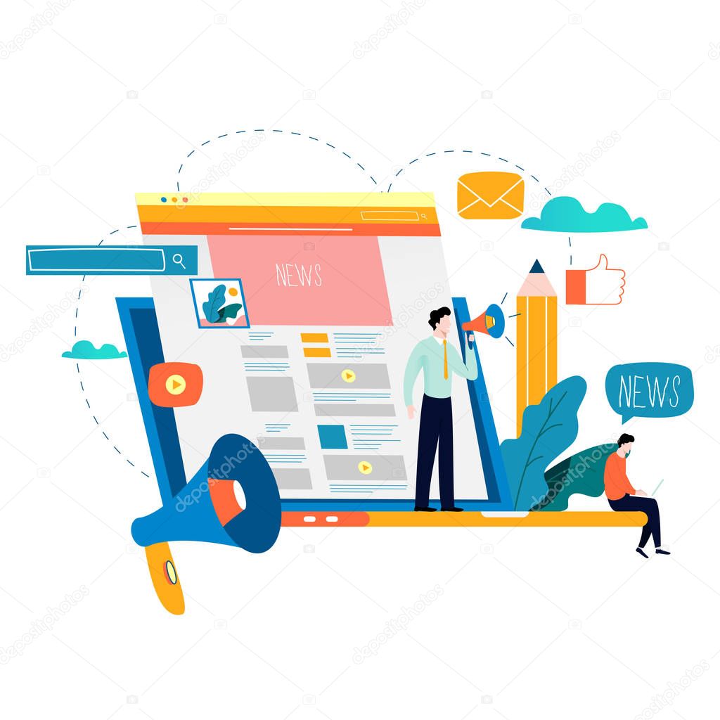 News update, online news, newspaper, news website flat vector illustration. News webpage, information about events, activities, company information and announcements