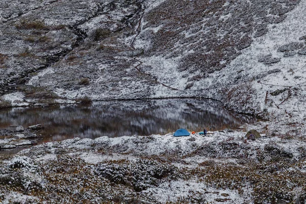 winter camping in norway near lake