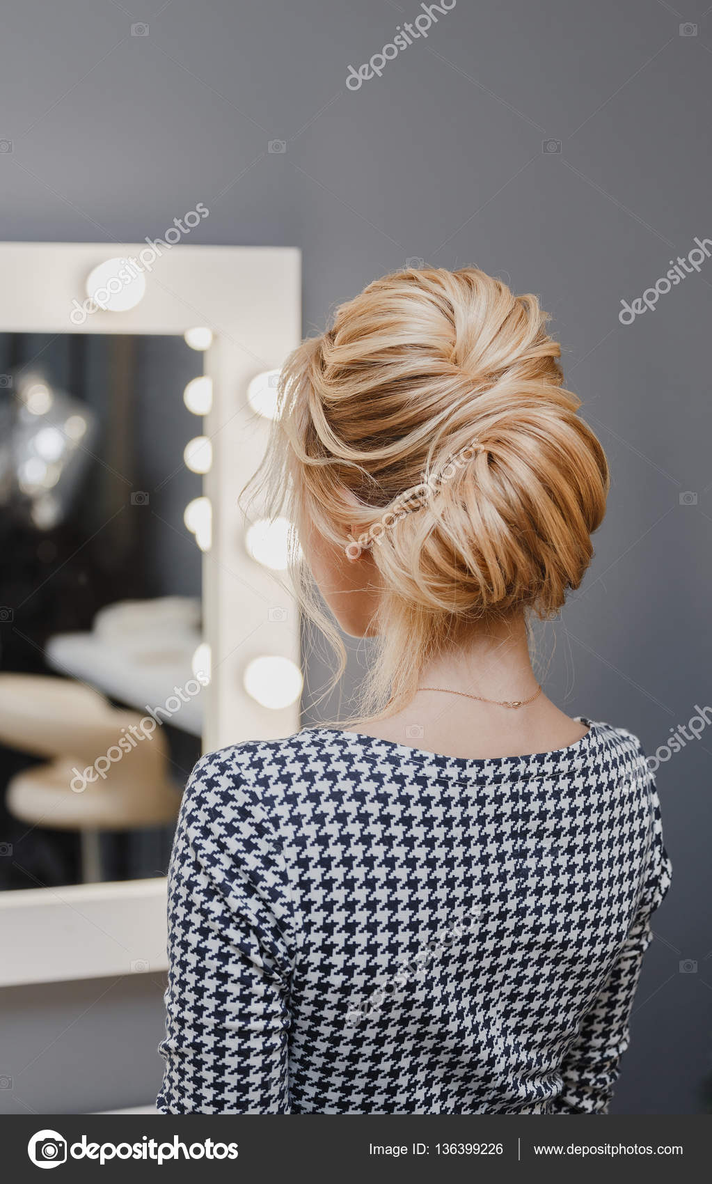 Close Up Detail Of French Twist Hairstyle Back Rear View At