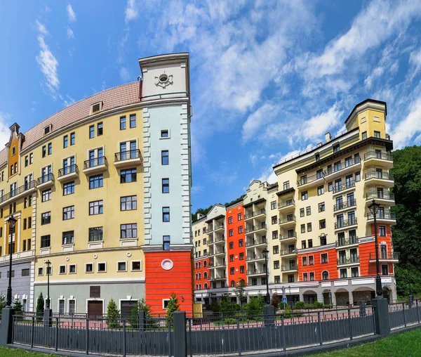 Rosa Khutor, Sochi, Russia - 25 July, 2016: Hotels and buildings — Stock Photo, Image