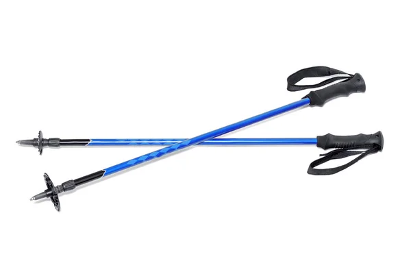 Elszigetelt fehér kék Ski Pole-stick — Stock Fotó