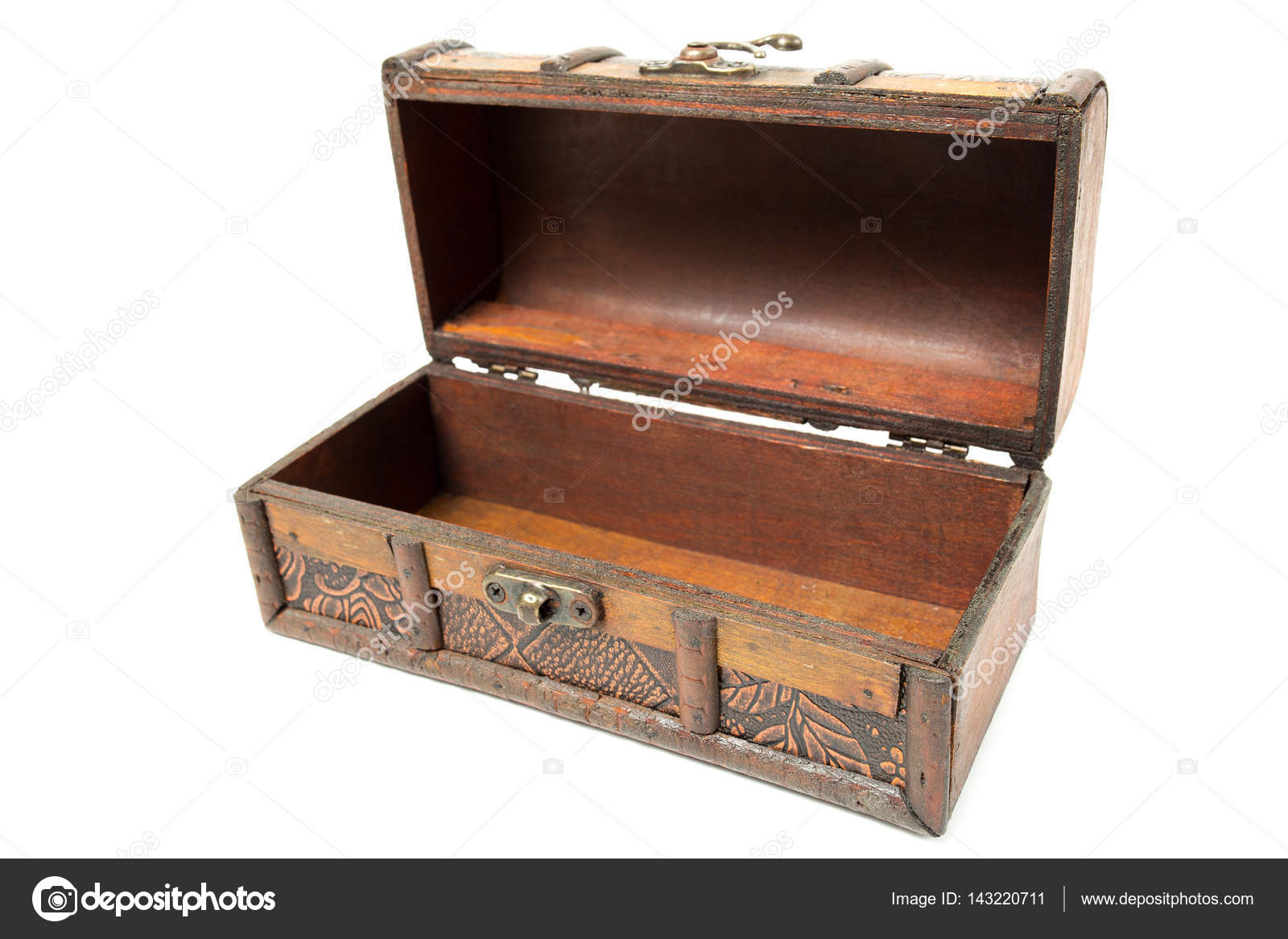 Open Old Wooden Treasure Chest Box Isolated On White Stock Photo Open Old Wooden Treasure Chest Box Isolated On White Stock Photo