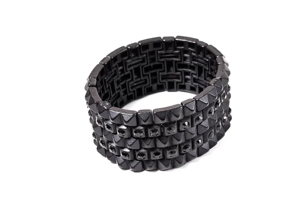 Svarta smycken armband isolerad på vit bakgrund — Stockfoto