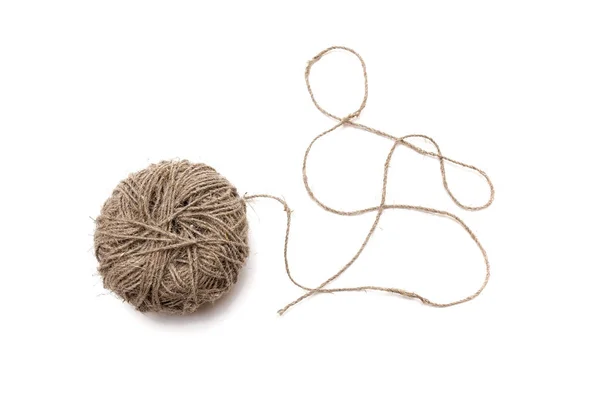 A tangled ball of hemp cord isolated — Stock Photo, Image