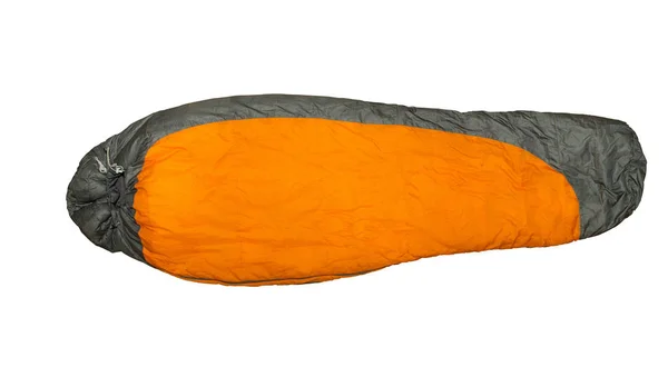 露营睡袋在茧上白色孤立的形状 — 图库照片
