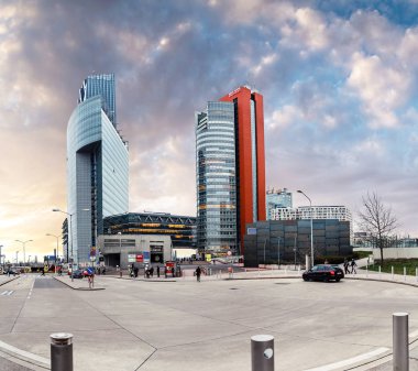 VIENNA, AUSTRIA, 22 MARCH 2017: Vienna International Centre, VIC or UNO-City is a complex with tall skyscrapers in Donau City district clipart