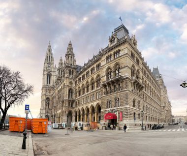 23 Mart 2017, Avusturya, Viyana: ünlü belediye binası Şehir Binası Panoraması olan UNESCO Dünya Miras Listesi.