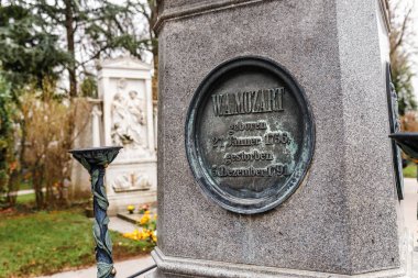 Grave and memorial of Wolfgang Amadeus Mozart on the central cemetery in Vienna