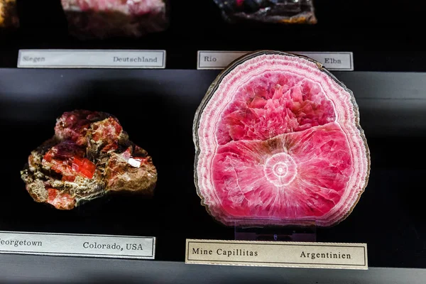 24 Março 2017, VIENA, MUSEU DE HISTÓRIA NATURAL, ÁUSTRIA: Várias coleções de pedras minerais na exposição no museu — Fotografia de Stock