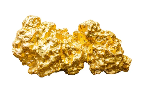 La plus grande pépite d'or isolée sur blanc . — Photo