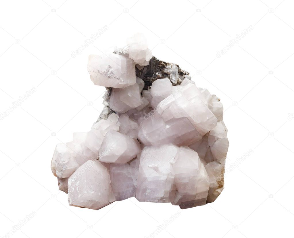 Big white calcite mineral isolated on the white background