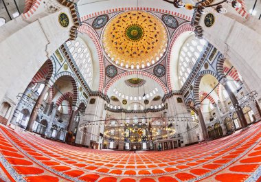 İç in Süleymaniye Camii, Istanbul, Türkiye'de en büyük balıkgözü görünümünü