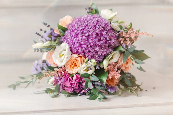 Beautiful purple wedding flowers bouquet