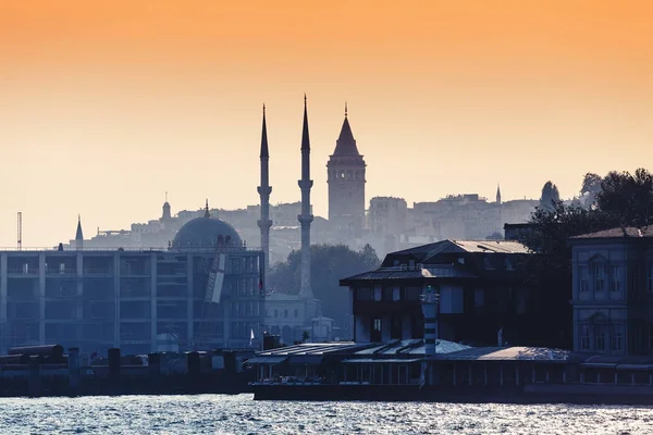 Vue de la célèbre Tour Galata et du centre historique d'Istanbul depuis la mer — Photo