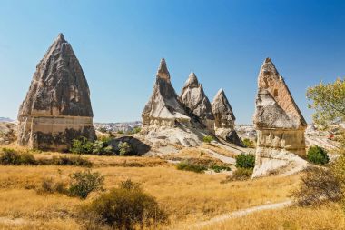 Kapadokya Göreme Milli Parkı yakınlarında eski mağara kasaba