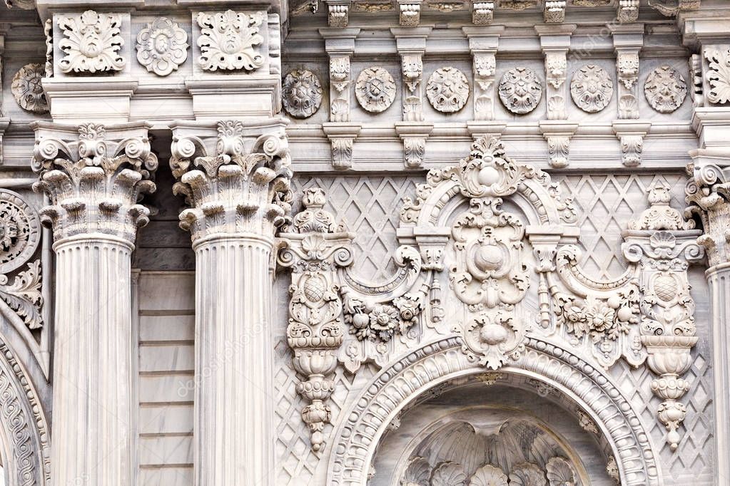 A detail of the gate of the Dolmabahce Palace in Istanbul, Turkey